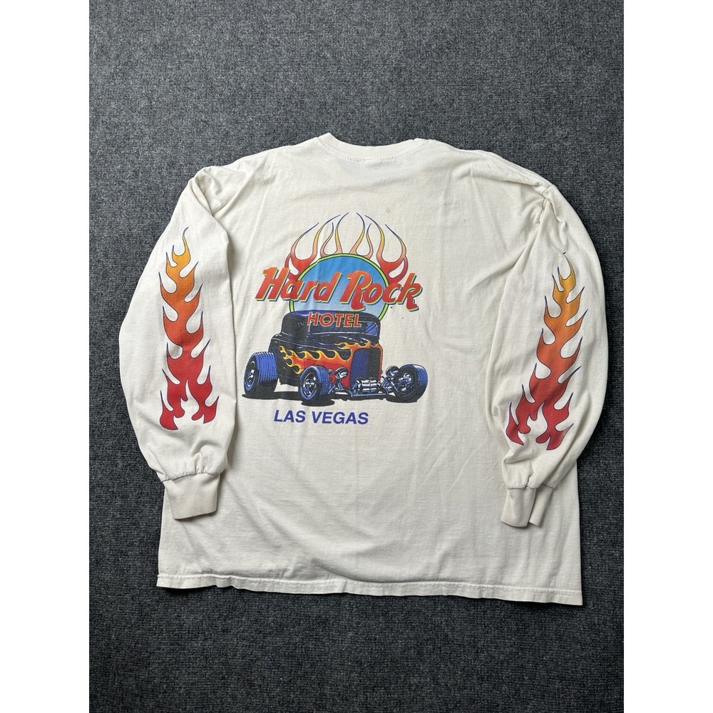 Mens Hard Rock Hotel Las‎ Vegas Flame Graphic Long Sleeve Shirt, Size 2XL